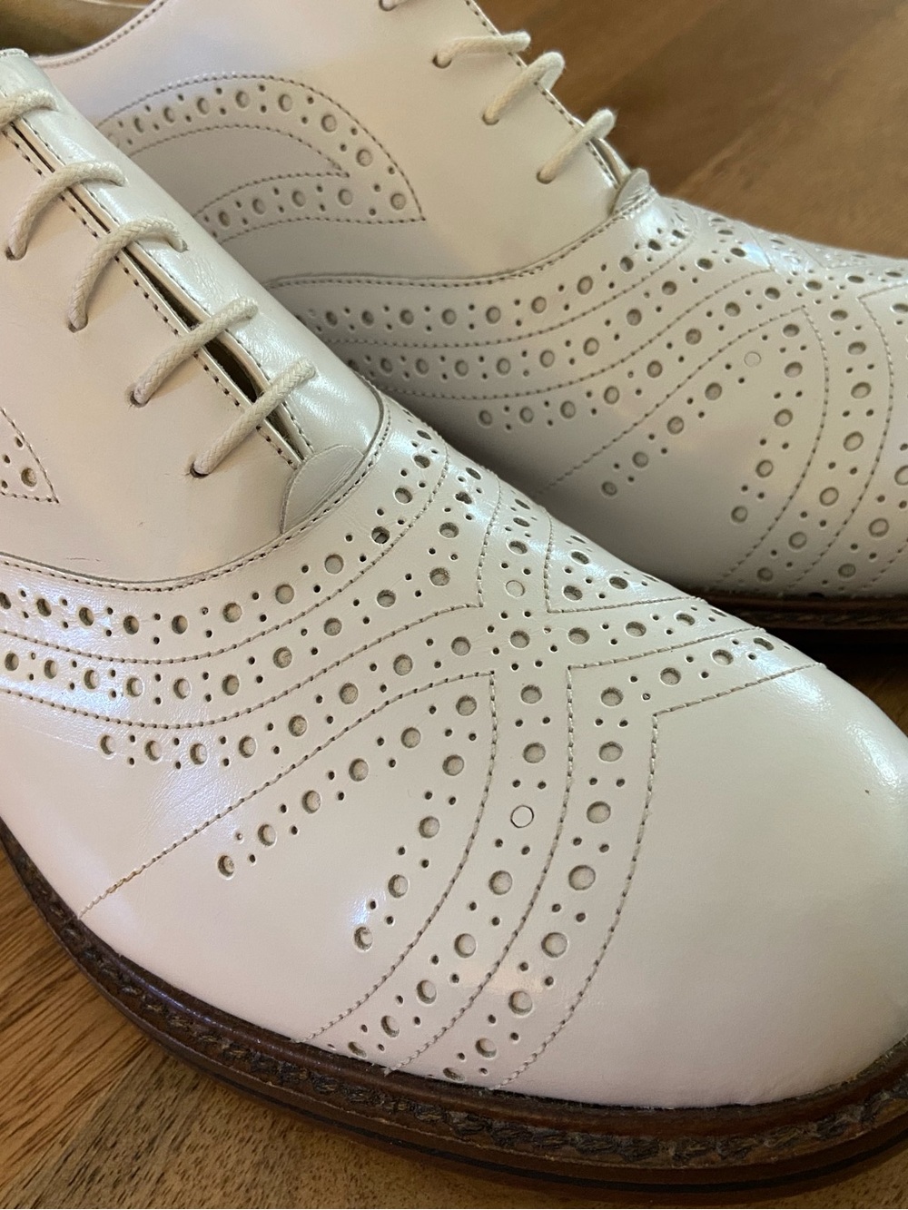 Dries Van Noten White Lace-Up Brogue Shoes